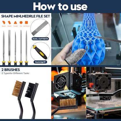 50-Piece 3D Printer Tool Kit, 3D Printing Accessories Compatible with FDM/SLA Printers, Including Nozzle Cleaning Kit, Scraper, Deburring Tool, Files, Brushes, with Storage Case, Starter Kit