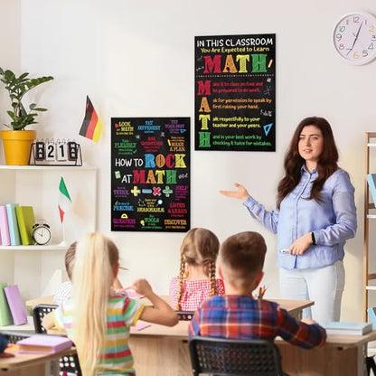 COCHIE Math Posters Set for Classroom Decorations, Back to School Math Class Rules Poster Wall Decor for Primary Elementary Middle High School Teacher Must Haves Supplies - 14 4/5"x11" - style: Math