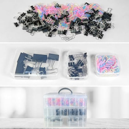 Guyuyii 58 Pcs Transparent Bead Organizer with Portable Handle and Labels - color: White
