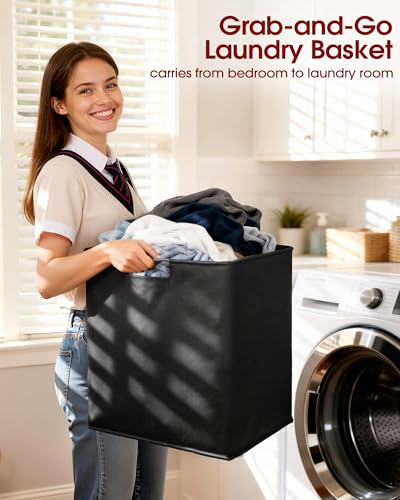 Sakugi Laundry Clothes Rack with Basket & Wheels, 16.6x12.6x68.9, Black
