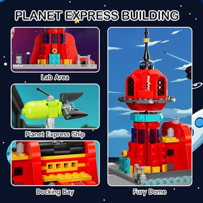 Future Planet Express Headquarter Building Set, Comedy Animation Spaceship Toy, A Collectible Gift for Anime Fans, Suitable for 14+ Adults Boys Girls Birthday (389 Pcs)