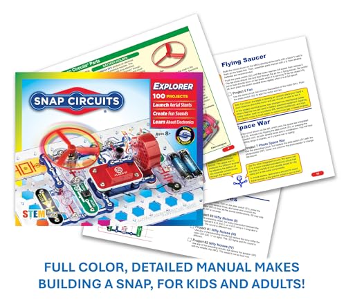 SNAP CIRCUITS Jr. SC-100 STEM Electronics Kit, 100+ Projects, Ages 8+ - size: 100 Projects