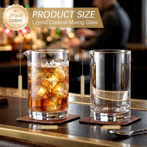 2 Pcs 37 oz Cocktail Mixing Glass Crystal Stirring Glass