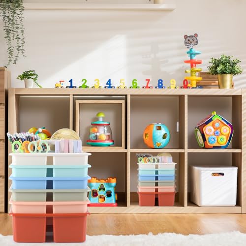 Lineshading 6 Pack 3 Compartment Classroom Table Caddy with Handle Boho