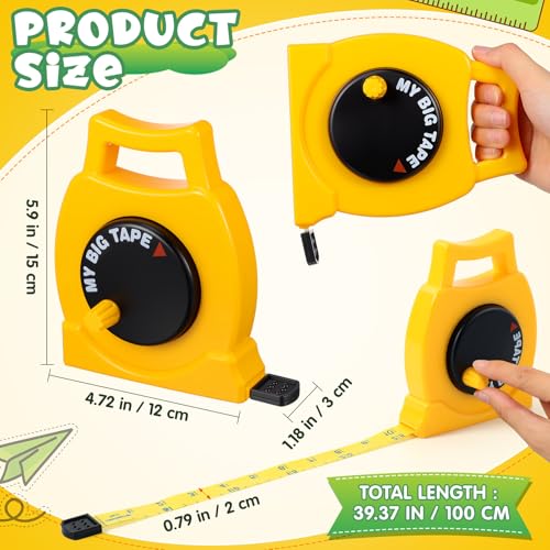 Measuring Tape Retractable Tape Measure, Wind Up Tape Measure, Easy Wind- Up - Easy to Read Body Measuring Tape Soft PVC with Inch & CM Scale, Educational Pretend Play Tool for Boys Girls Age 3+