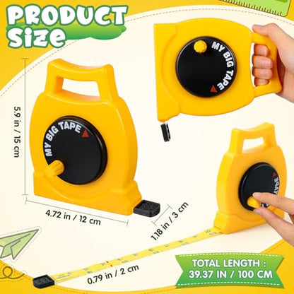 Measuring Tape Retractable Tape Measure, Wind Up Tape Measure, Easy Wind- Up - Easy to Read Body Measuring Tape Soft PVC with Inch & CM Scale, Educational Pretend Play Tool for Boys Girls Age 3+