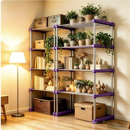 BLULEE Expandable Standing Shelf Unit, Adjustable Storage Rack Purple - color: Purple