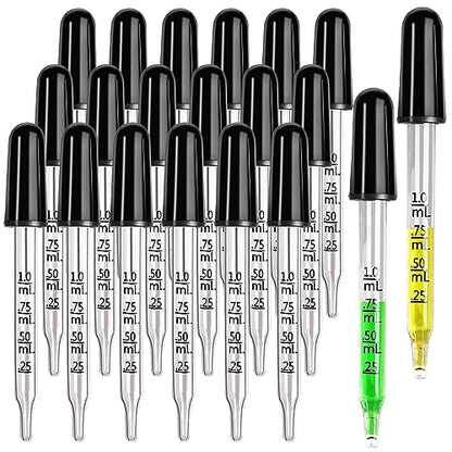 Teenitor 20Pack Droppers Eye Dropper 1mL, Droppers for Oils, Medicine Dropper Glass Dropper, Straight-Tip Eye Dropper Pipette Dropper for Oils, Ear Dropper Eye Droppers for Feeding Lab Medicine
