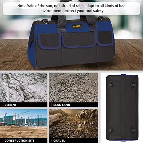 FASTECH 20 Inch Heavy Duty Tools Bag with Wide Mouth for Tool Storage, Carrier and Organizer,Tote Bag for Men/Women, Wide Mouth Tool Bags With Inside Pockets (20 Inch) - size: 20in