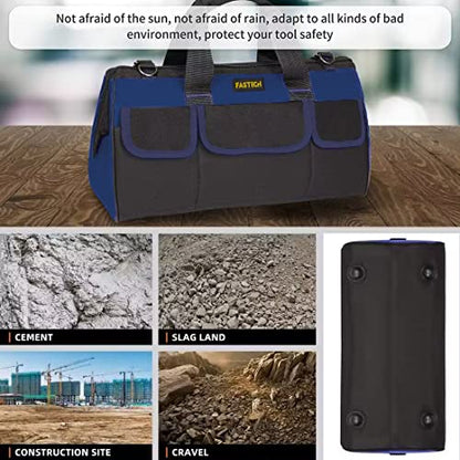 FASTECH 20 Inch Heavy Duty Tools Bag with Wide Mouth for Tool Storage, Carrier and Organizer,Tote Bag for Men/Women, Wide Mouth Tool Bags With Inside Pockets (20 Inch) - size: 20in