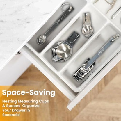21 Pieces YUNNKEEY Measuring Cups and Spoons Set - Includes 7 Stainless Steel Measuring Cups, 8 Rectangular & 5 Mini Measuring Spoons with Leveler Fits Spice Jars, Ideal for Dry and Liquid Ingredients - size: Set of 21