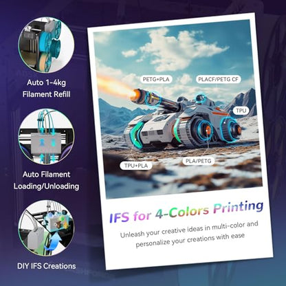 FLASHFORGE AD5X Multi-Color & Material 3D Printer with IFS, 220x220x220mm