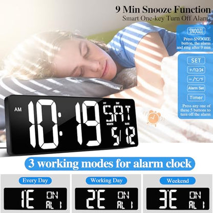 17.2"Large Digital Wall Clock Large Display with Remote Control 180°Visible - color: White