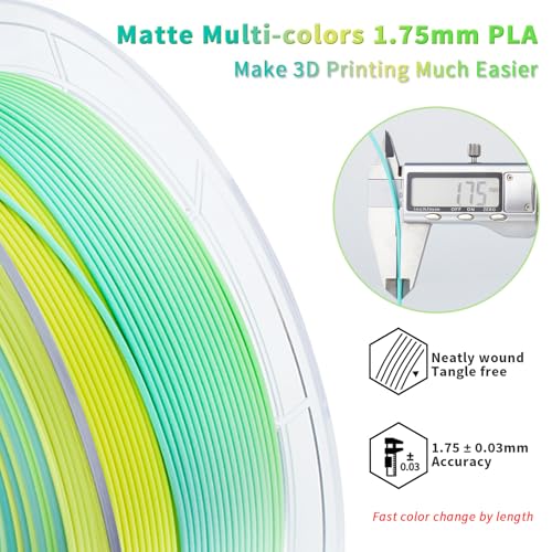 ZIRO PLA Filament 1.75mm, Matte Fast Color Change,1kg Spool, Meadow Mirage - color: Meadow Mirage(matte)