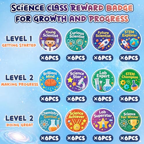 WILLBOND 72 Pcs Science Party Favor Pins Science Buttons Bulk, Motivational - color: Motivational