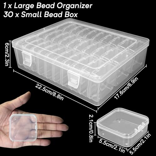 Guyuyii 30 PCS Clear Bead Organizer Box, Small Storage Containers with Lids - size: 31 Pcs