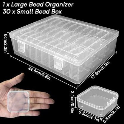 Guyuyii 30 PCS Clear Bead Organizer Box, Small Storage Containers with Lids - size: 31 Pcs