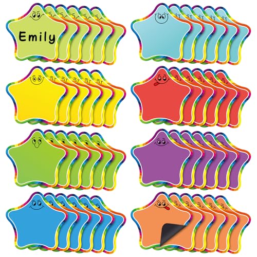 Resurhang 48 Pcs Magnetic Name Tags for School Bus, Star Shaped Design - style: Star