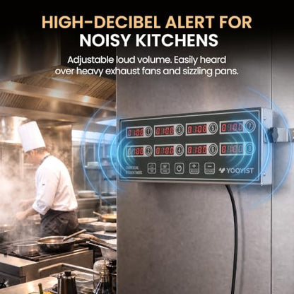 Commercial 8 Channel Digital Kitchen Timer Loud Alarm Cook Timer - color: Gray