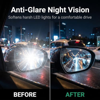 2 PCS Car Rearview Waterproof Films, PET Rainproof Anti Glare & Fog Side Mirror Sticker, Oval HD Protective Sticker for Safe Driving, Universal for Most Cars SUVs Trucks (Transparent)