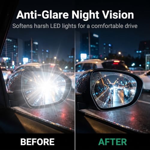 2 PCS Car Rearview Waterproof Films, PET Rainproof Anti Glare & Fog Side Mirror Sticker, Oval HD Protective Sticker for Safe Driving, Universal for Most Cars SUVs Trucks (Transparent)