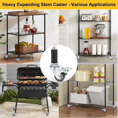 1.5 Inch Expanding Stem Casters with 4 Size Rubber Sleeves Set of 4 - size: 1.5Inch