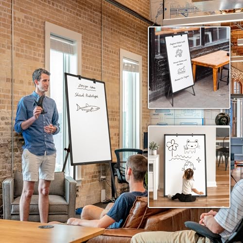 Maxtek Easel Whiteboard 36 x 24, Stand Tripod with Height Adjustable, Black - style: 36x24 Black
