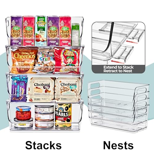 Sorbus Clear Pantry Organizer with Stackable Storage Bins, Open Front - size: Small Narrow, style: 6 Pack