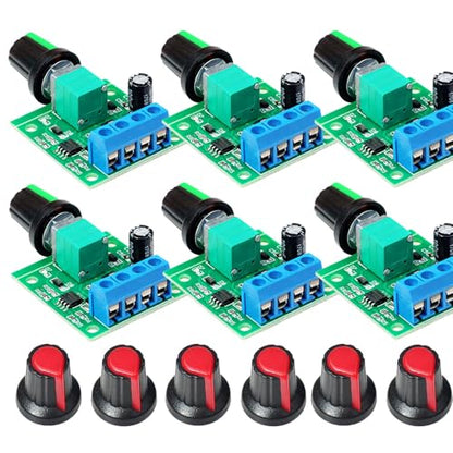 Gebildet 6pcs PWM Low Voltage Motor Speed Controller DC 1.8V/3V/5V/6V/12V 2A 1803BK 1803B Adjustable Driver Switch with Speed Control Knob - style: 12V/2A-6PCS