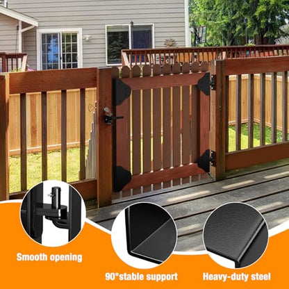 Anti Sag Gate Frame Kit with Gate Latch - Updated 90 Degree Right Angle Gate Hinges - Fence Gate Kit Gate Hardware - Gate Corner Brace Bracket (2 Set) - size: 2 set