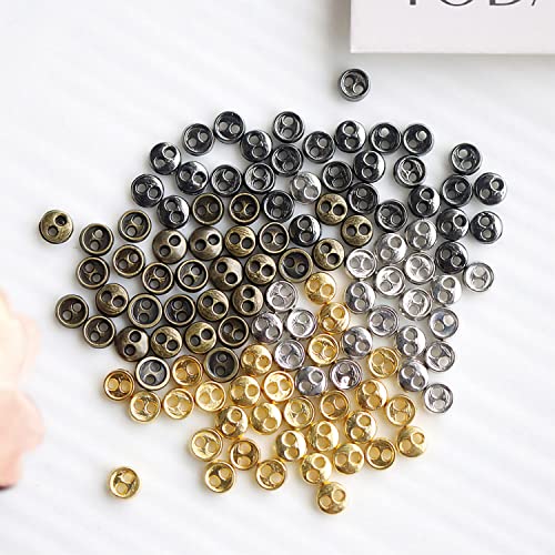 Youmeizer Wiosny 100Pcs 4 Colors Mini Metal Buttons 3mm(1/8inch) 2 Hole Mini Metal Round Buttons DIY Hand Sewing AIDS Doll Clothes (4 Colors Mixed, 3mm(1/8inch)) - size: 3mm(1/8inch)