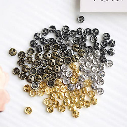 Youmeizer Wiosny 100Pcs 4 Colors Mini Metal Buttons 3mm(1/8inch) 2 Hole Mini Metal Round Buttons DIY Hand Sewing AIDS Doll Clothes (4 Colors Mixed, 3mm(1/8inch)) - size: 3mm(1/8inch)