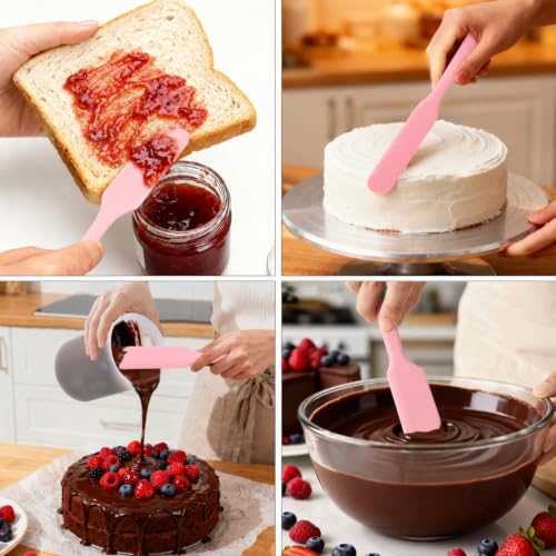 Palksky 4PCS Pink Measuring Cups with 1 Cup & 1.5 Cup & Jar Spatulas - size: Pink Jar Spatulas*4 + 1 Cup*2+1.5 Cup*2