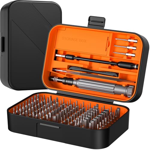 LIFEGOO Precision Screwdriver Set, 150 in 1 Magnetic Screwdriver Set with mini built-in box, Repair Tool Kit for Computer, Laptop, iPhone, Macbook, PC, PS5, Xbox Controller, Jewelers, Glasses Orange - color: Orange, size: 150 in 1