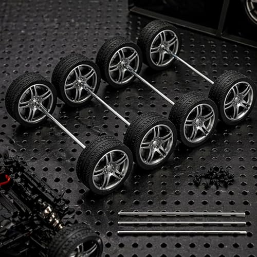 10PCS Toy Car Wheels 32mm Rubber Tire Wheels with Metal Shaft for RC Car Truck DIY Model Toy Wheel Replacement Accessories (2.5x32mm) - style: 2.5x32mm