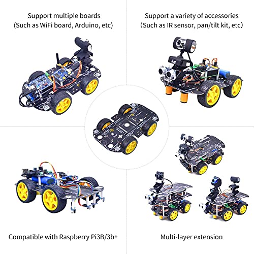 Robot Chassis 4WD Robot Car Smart Chassis Kit with 4 TT Motor for Arduino/Raspberry Pi/Jetson Nano, Smart Robotic Car Chassis DIY Learning Kit