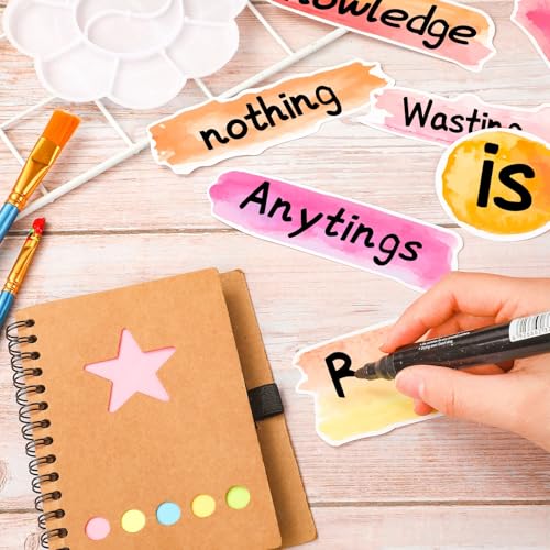 Yexiya 240 Pcs Watercolor Classroom Labels Cutouts for Bulletin Board