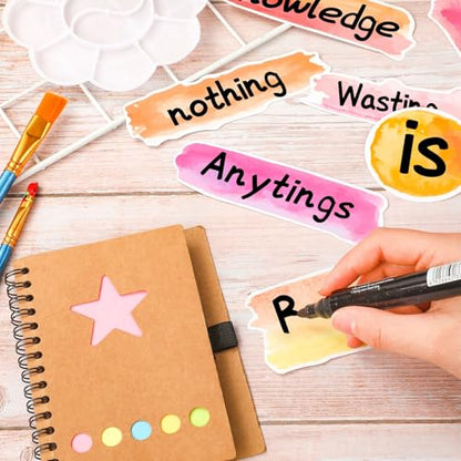 Yexiya 240 Pcs Watercolor Classroom Labels Cutouts for Bulletin Board