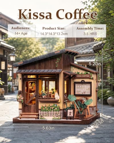 Cutebee LED Book Nook Kit, DIY Miniature House Kits Coffee Shop - color: Kissa Coffee