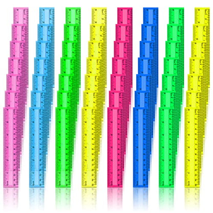 Harloon 288 Pack 6 Inch Clear Plastic Rulers, 8 Colors Transparent