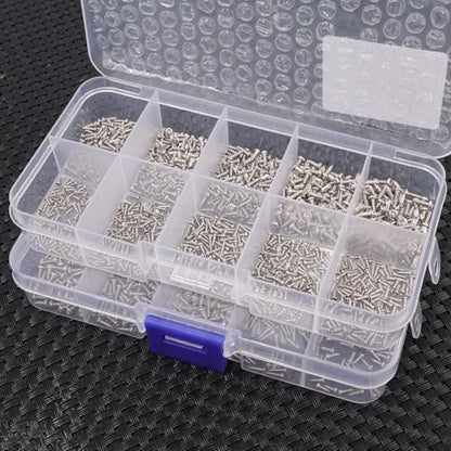 600PCS/ Box M1-M1.7 Miniature Self-Tapping Screws Set Crosshead Carbon Steel Screw Kit DIY Home Furniture Fasteners Sets - color: Silver 600pcs