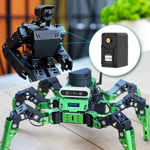 LX-16A Serial Bus Servo with Bracket, Dual Bearing Full Metal Gear Steering Servo with Debug System for RC Robot DIY, High Torque Servo 17KG.CM 6V - 19.5KG.CM 7.4V, Control Angle 240°