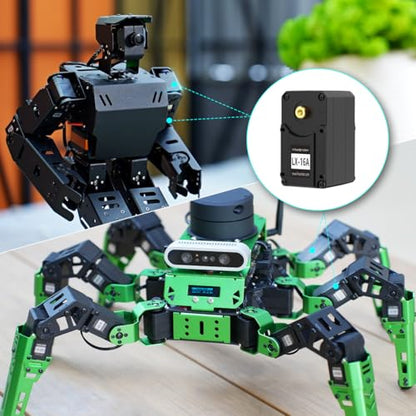 LX-16A Serial Bus Servo with Bracket, Dual Bearing Full Metal Gear Steering Servo with Debug System for RC Robot DIY, High Torque Servo 17KG.CM 6V - 19.5KG.CM 7.4V, Control Angle 240°