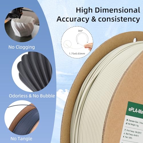 eSUN Matte PLA Filament 1.75mm Light Khaki, 3D Printing PLA Filament 1.75mm - color: 2.matte Pla-light Khaki