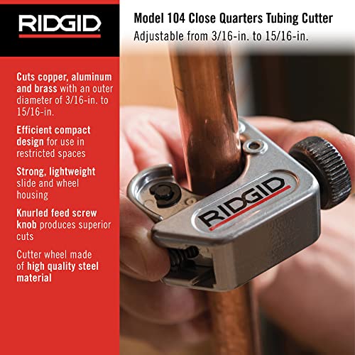 RIDGID 32985 Model 104 Close Quarters Tubing Cutter, 3/16-inch to 15/16-inch Tube Cutter - size: Pack of 1