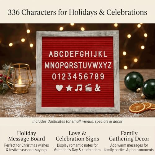 Rustic Red Felt Letter Board Sign, 10x10 Inch with Display Stand - color: Rustic Red