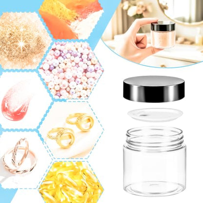 10 Pack 2oz Plastic Jars Round Clear Containers with Lids, 60ml Empty Small Cosmetic Jars Makeup Containers, 2ounce Slime Jar Travel Cosmetic Container for Cream Lotion Sample Ointment,Black - color: Black, size: 2oz-10pack