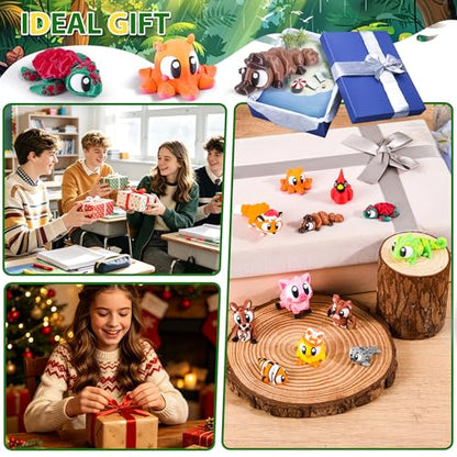 3D Printed Big Eyed Animals Set of 12 Articulated Desk Fidget Toys - size: Big Eyed Animals (Kangaroo), style: 12 PCS
