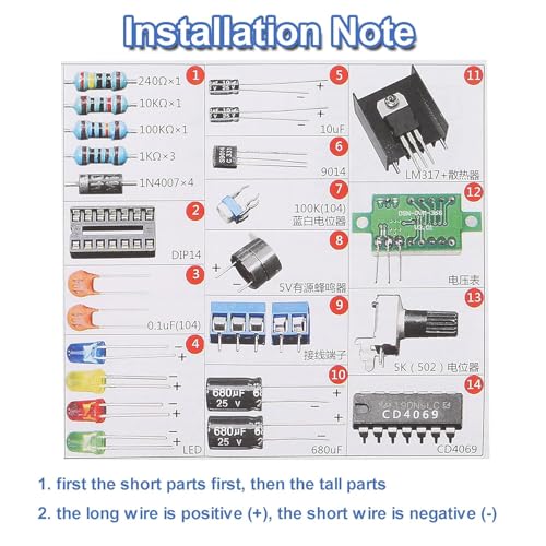 LM317 Power Supply Adjustable Voltage Regulator Kit AC-DC 110V to 1.25V-12V Output 5V 12V Voltmeter Electronic Component DIY Kit,with Manual