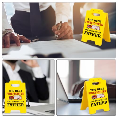Funny Firefighter Dad Gifts from Daughter Son Best Firefighter Desk Sign - color: Color-R